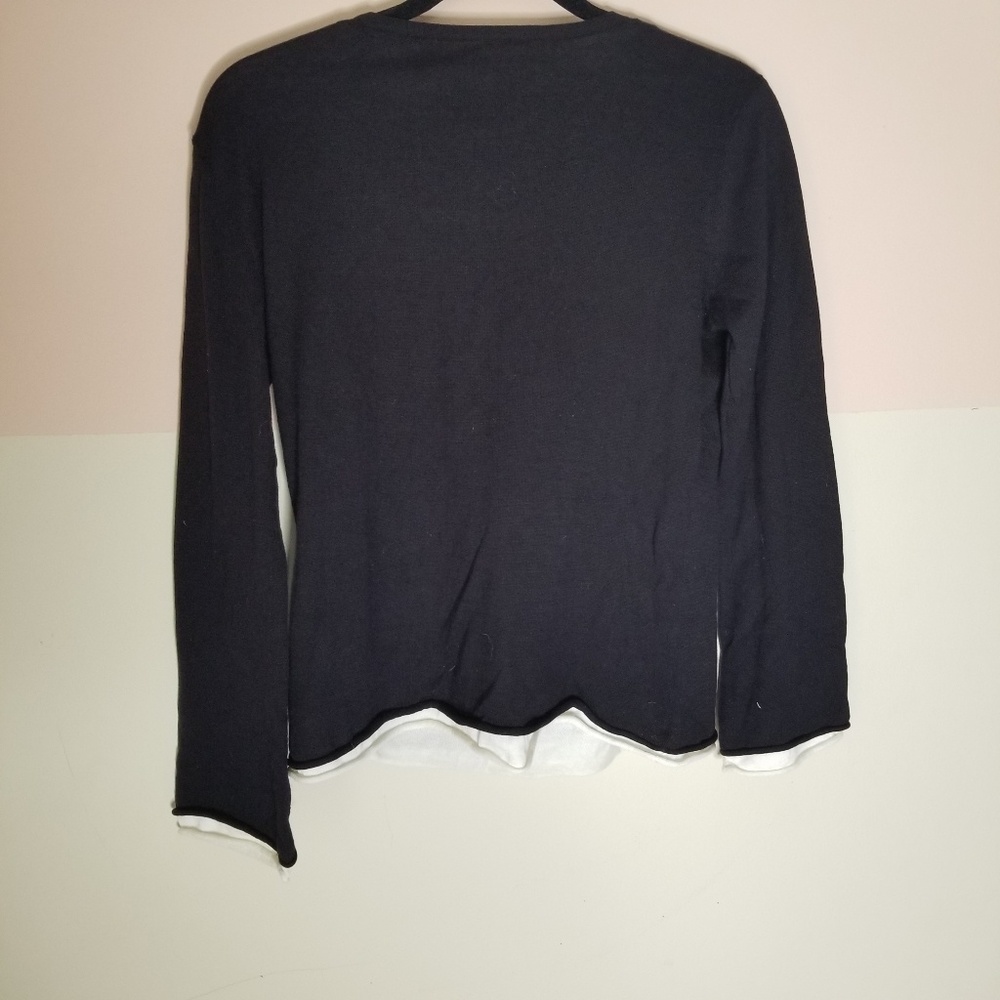 NWT J. Jill black and cream sweater top-sz.Small - Picture 2 of 5